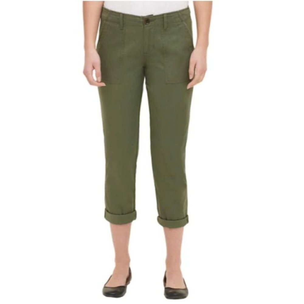 Tommy Hilfiger Capri Pants Womens size Large Roll Cuff Rosemary Green